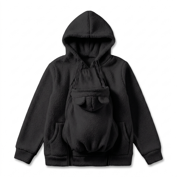 Myk fleece-hettegenser for babybæring med frontlomme