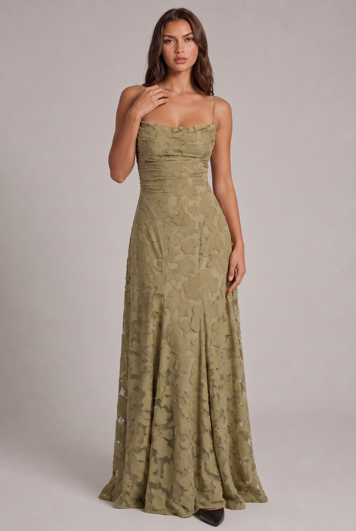 Olivia maxikjole - Elegant aftenkjole med blomstermønster