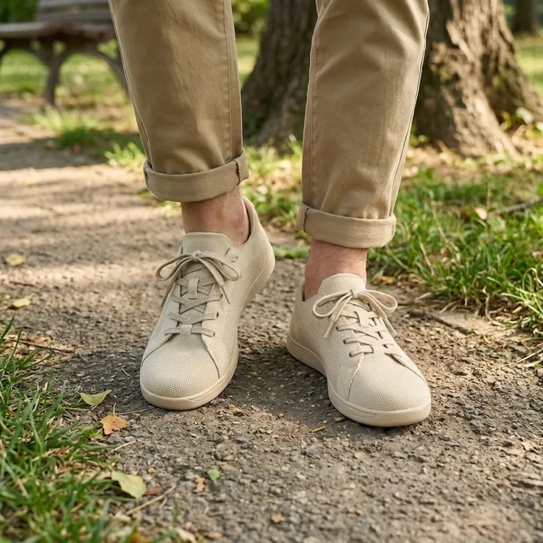 Unisex barfotsneakers med bred tåboks og pustende mesh