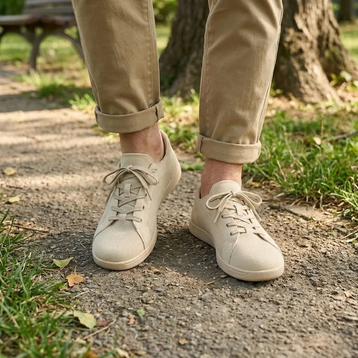 Unisex barfotsneakers med bred tåboks og pustende mesh