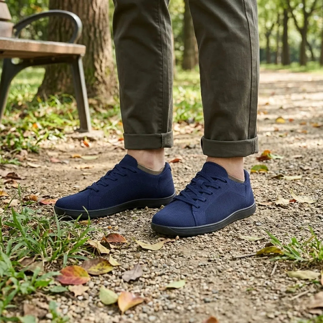 Unisex barfotsneakers med bred tåboks og pustende mesh