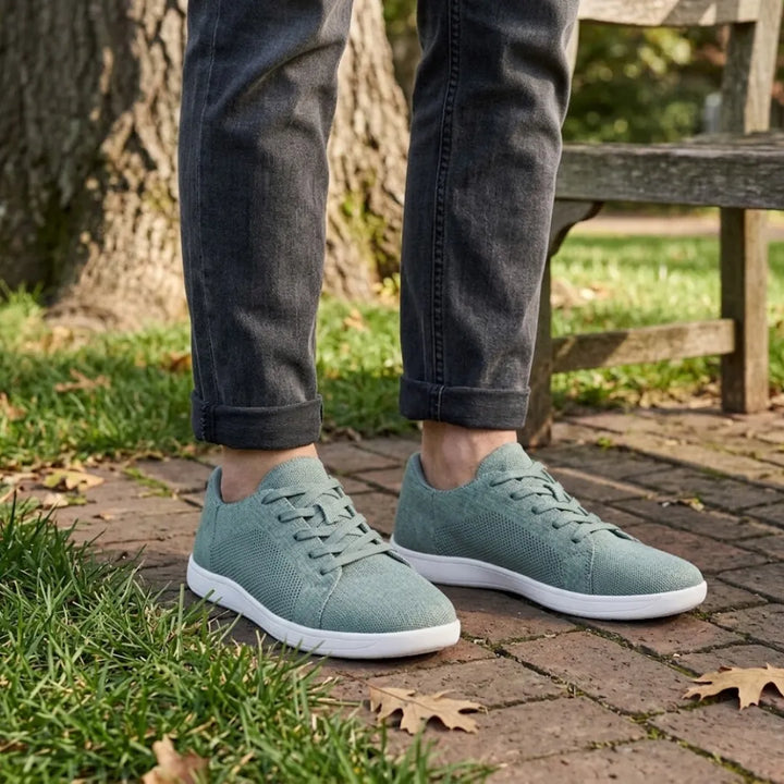 Unisex barfotsneakers med bred tåboks og pustende mesh