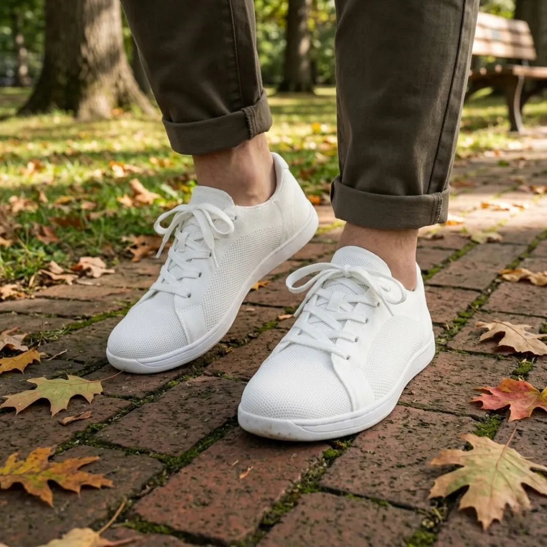 Unisex barfotsneakers med bred tåboks og pustende mesh