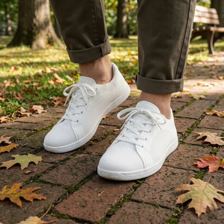 Unisex barfotsneakers med bred tåboks og pustende mesh