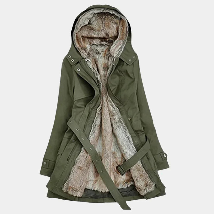 Elegant Kvinners Parka med Kunstig Fuskepels Fôr