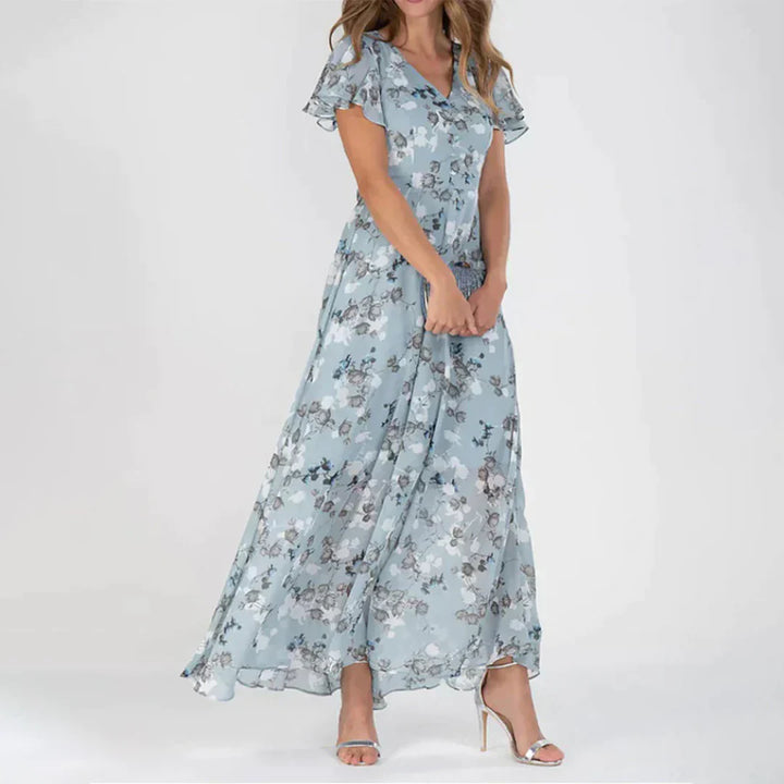 Vintage Blomstertrykk Maxi Kjole for Kvinner