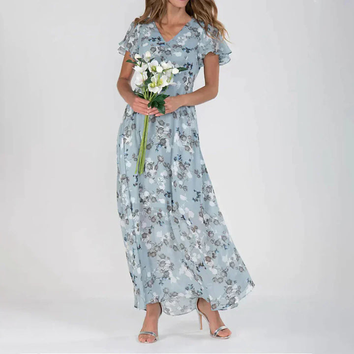 Vintage Blomstertrykk Maxi Kjole for Kvinner
