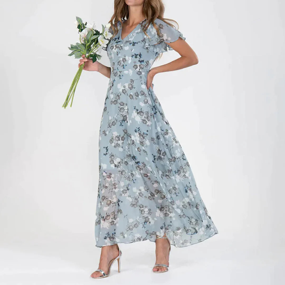 Vintage Blomstertrykk Maxikjole for Kvinner
