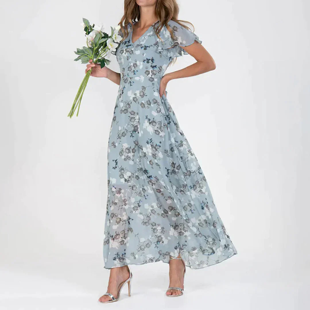 Vintage Blomstertrykk Maxi Kjole for Kvinner