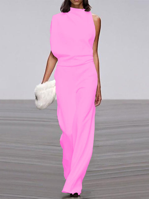 Ermeløs Jumpsuit med Åpen Rygg Enkelt Eleganse med en Moderne Vri