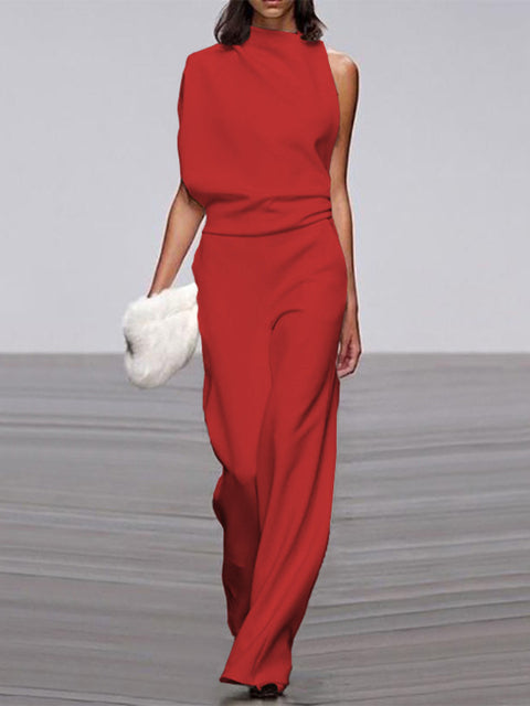 Ermeløs Jumpsuit med Åpen Rygg Enkelt Eleganse med en Moderne Vri