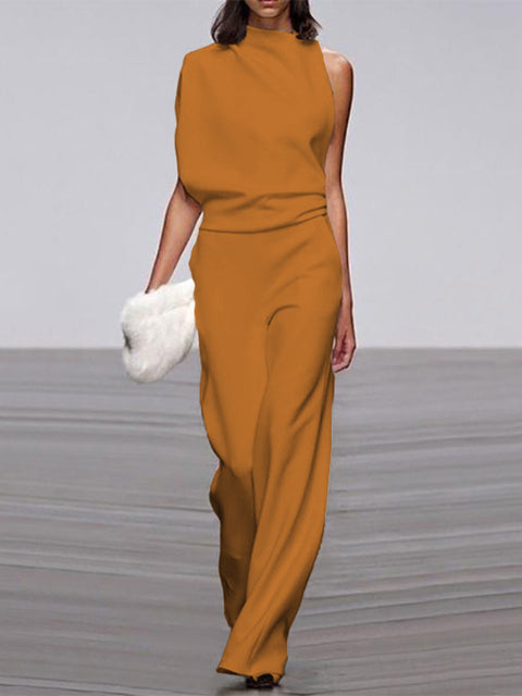 Ermeløs Jumpsuit med Åpen Rygg Enkelt Eleganse med en Moderne Vri