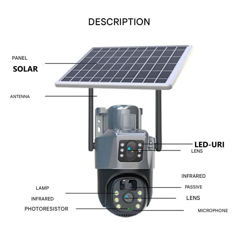DualGuard Solar 4K – Trådløst Sikkerhetskamera med Solcellepanel og 360° Visning