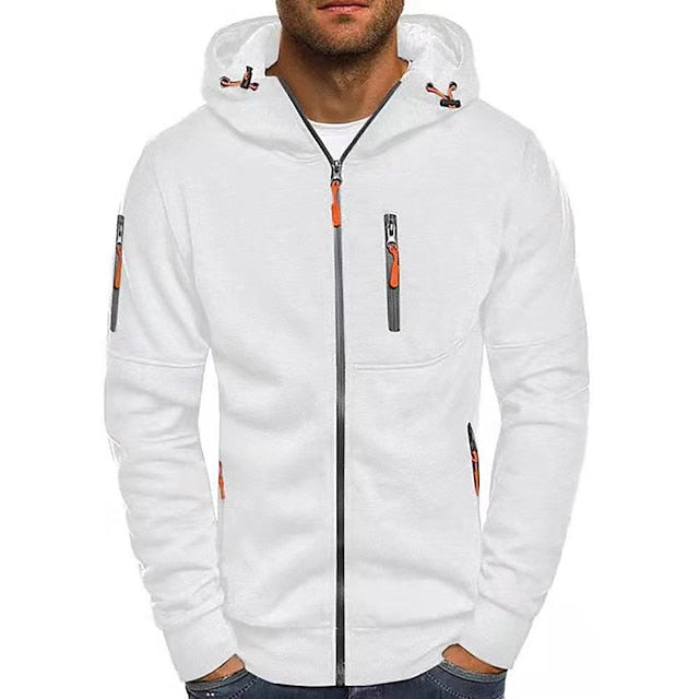 Hettejakke med glidelås til herre | Sporty stil med hette og lommer
