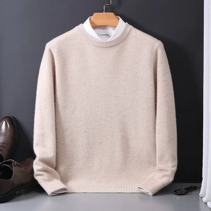 Klassisk Fin Ull-Blanding Menns Pullover