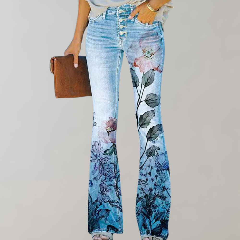 Flare Designede Denimbukser for Kvinner