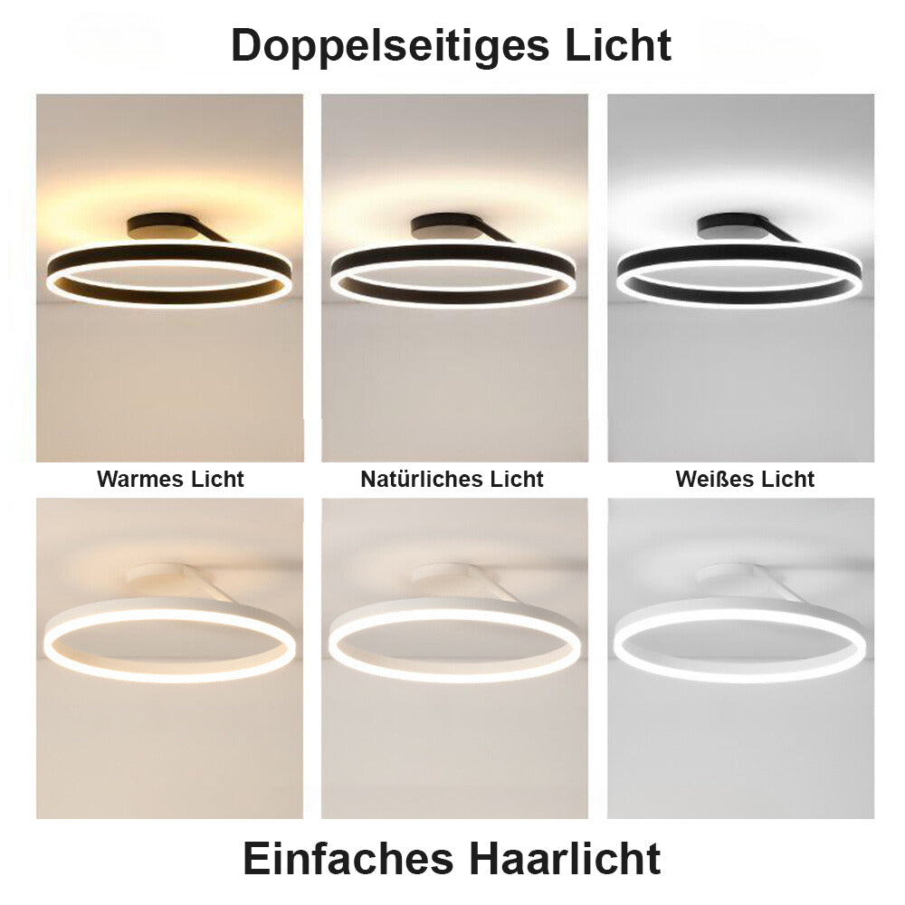 Arisha rund taklampe, moderne LED, svart/hvit, stue, gang, metall