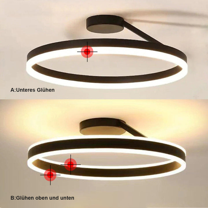Arisha rund taklampe, moderne LED, svart/hvit, stue, gang, metall