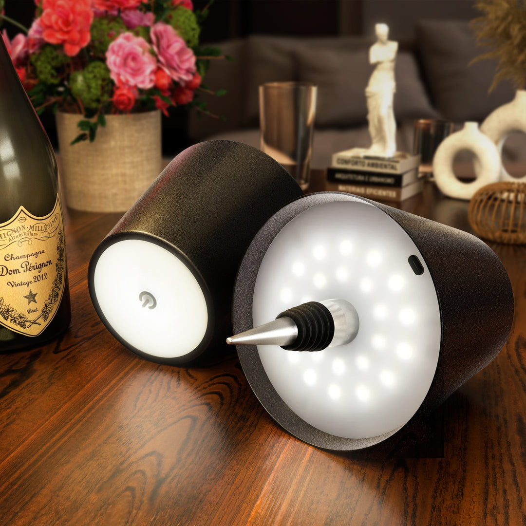 PrestigeBeam BottleLamp | Allsidig LED-belysning til flasker – Miljøvennlig og bærbar