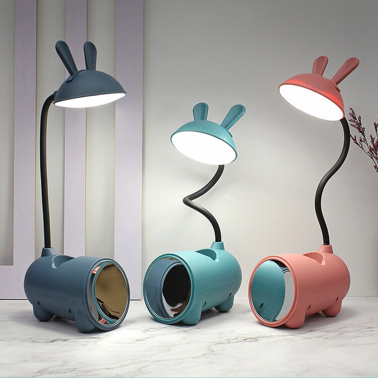 LED-skrivebordslampe med kaninmotiv og pennholder – berøringsstyring og USB-lading for jenter