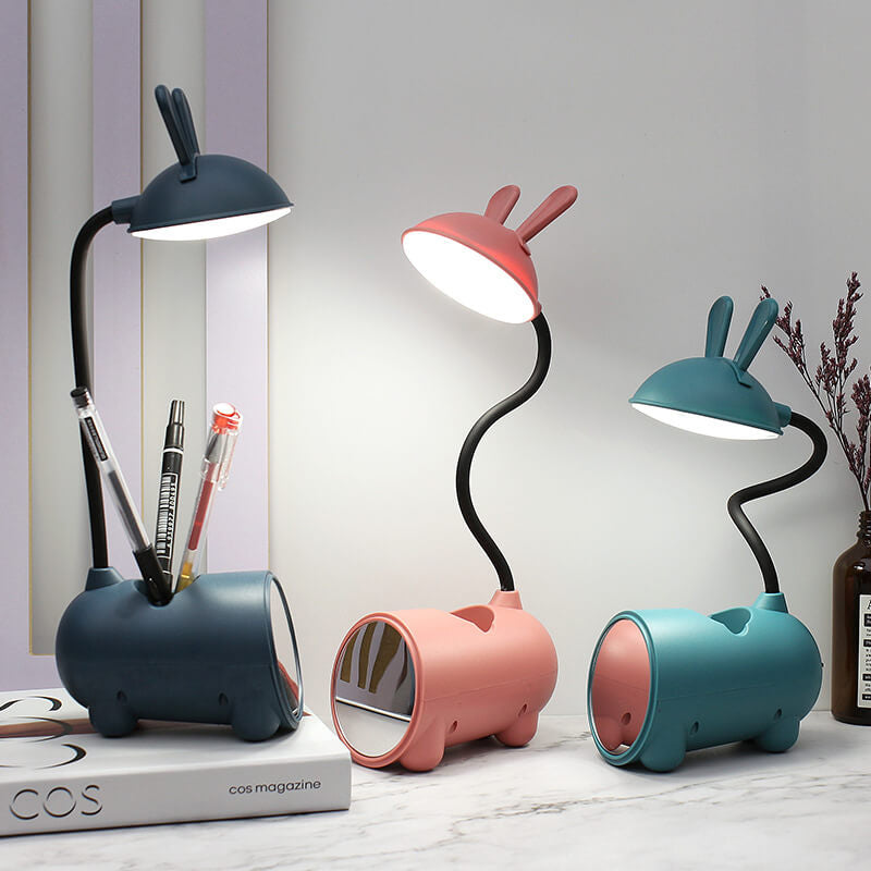 LED-skrivebordslampe med kaninmotiv og pennholder – berøringsstyring og USB-lading for jenter