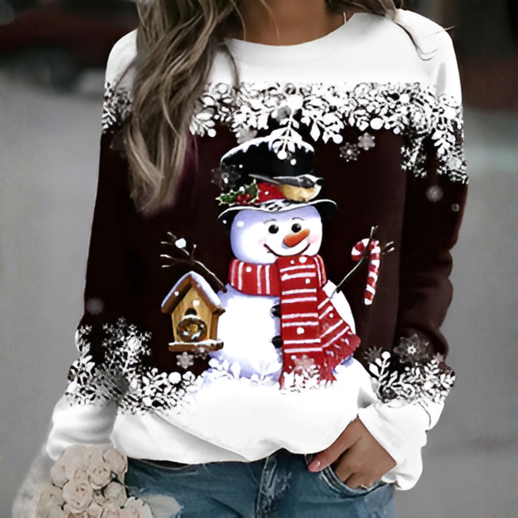 Kvinnes Snowflake Print Jule Sweatshirt