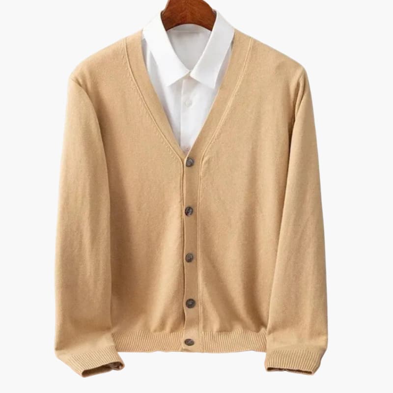 Menns V‑Hals Knapp‑Frem Cardigan – Klassisk Strikket Lag