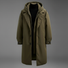 Vanntett trenchcoat til herre med hette, lang regnjakke for by og reise