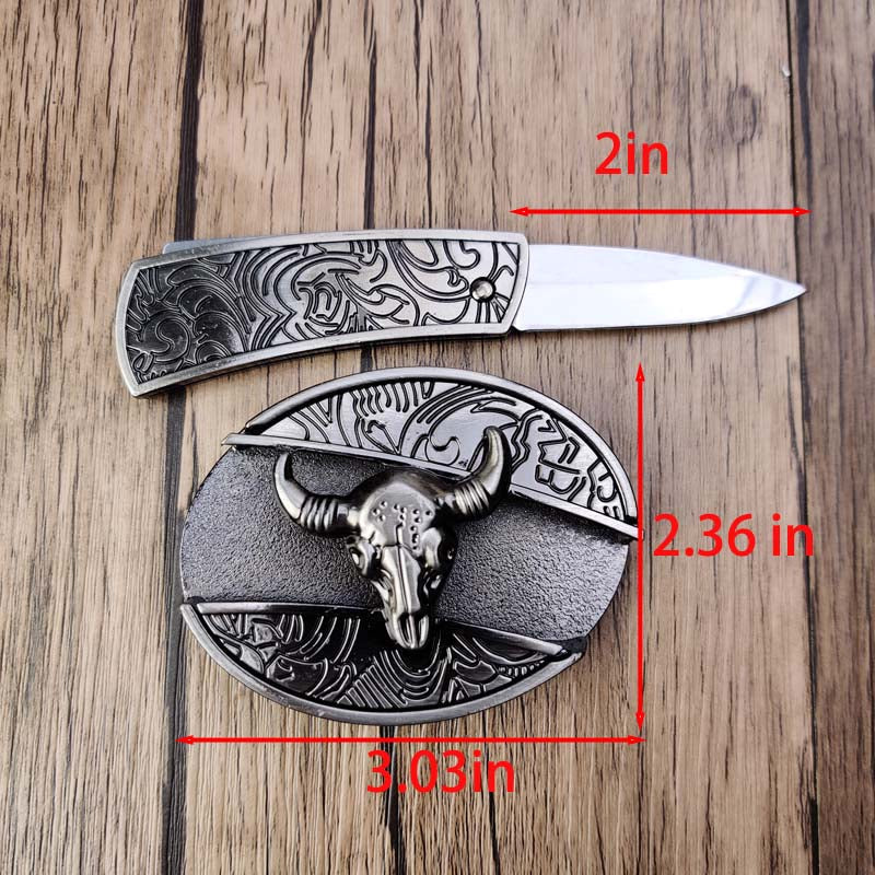 Oval metallbeltespenne i cowboystil