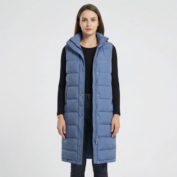 Midilang fôret vest - hasselnøttfarget