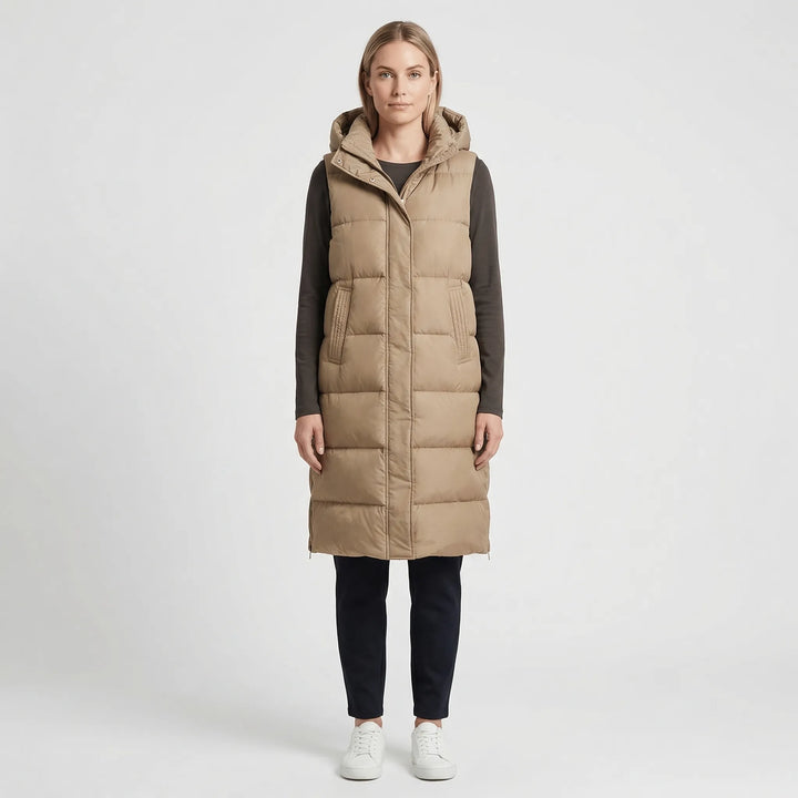 Midilang fôret vest - hasselnøttfarget