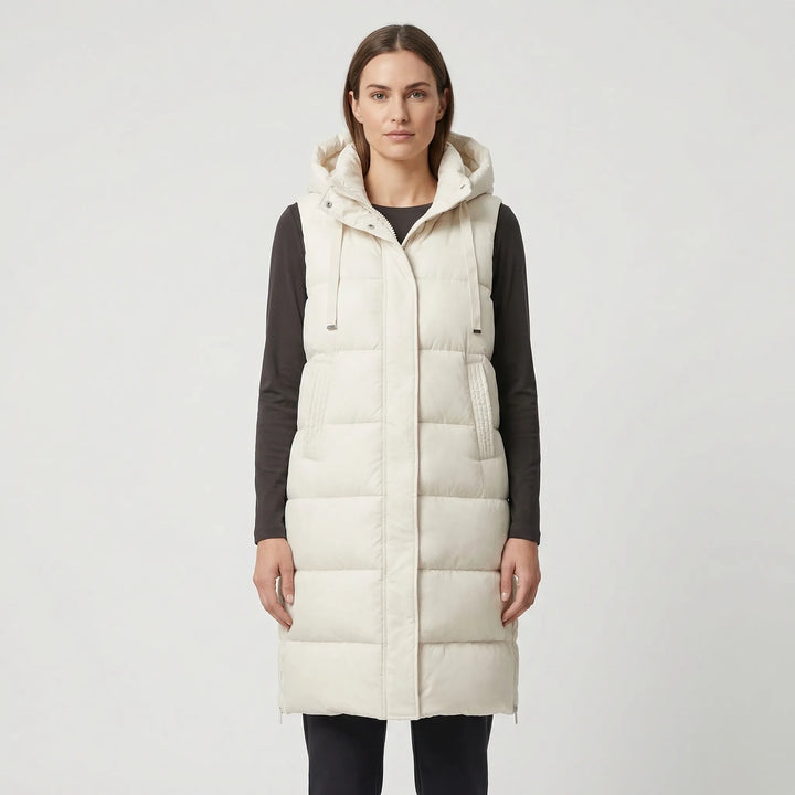 Midilang fôret vest - hasselnøttfarget