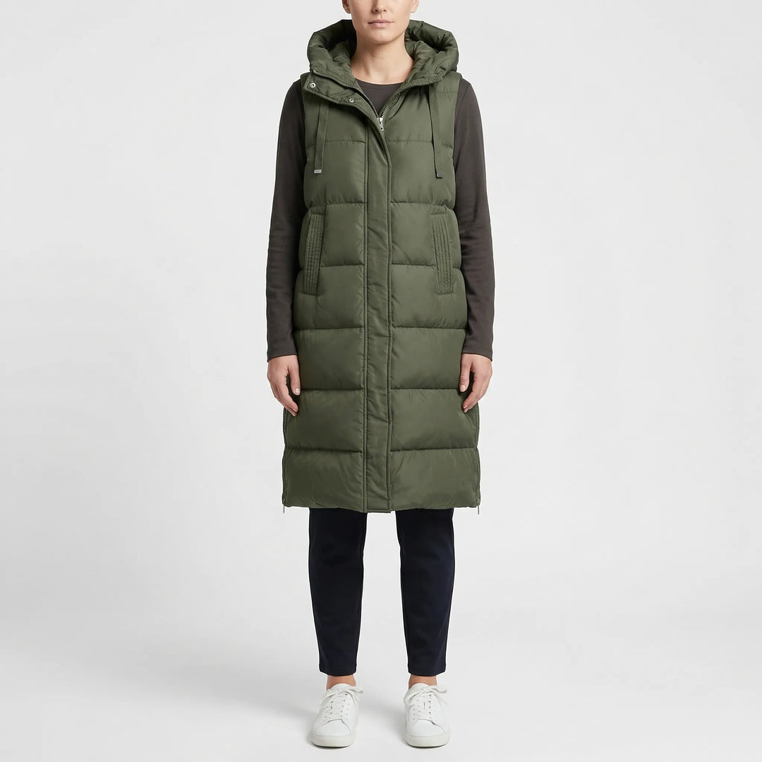 Midilang fôret vest - hasselnøttfarget