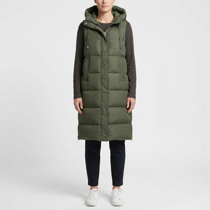 Midilang fôret vest - hasselnøttfarget