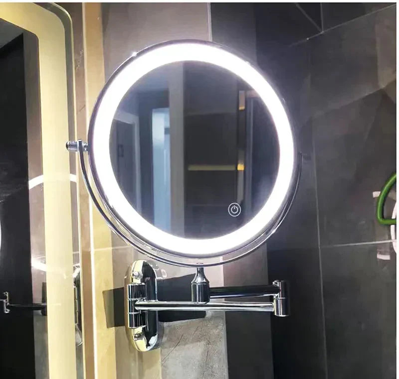 LumiReflect Premium LED sminkespeil | Oppladbart forstørrelsesspeil for vegg med justerbar belysning