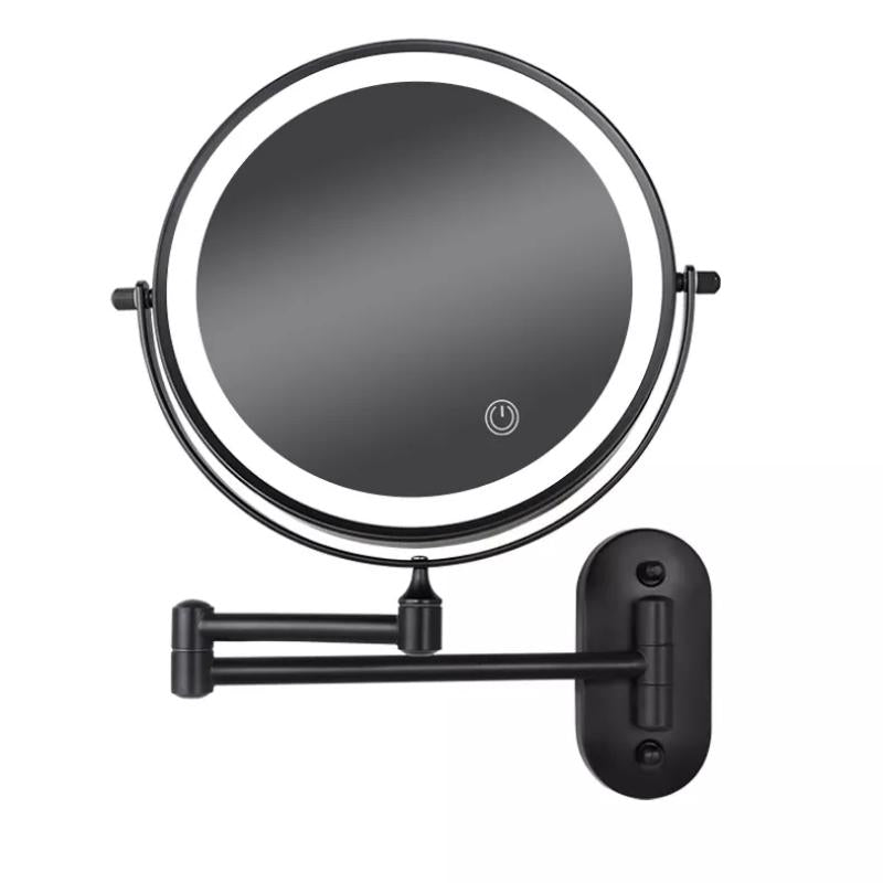 LumiReflect Premium LED sminkespeil | Oppladbart forstørrelsesspeil for vegg med justerbar belysning
