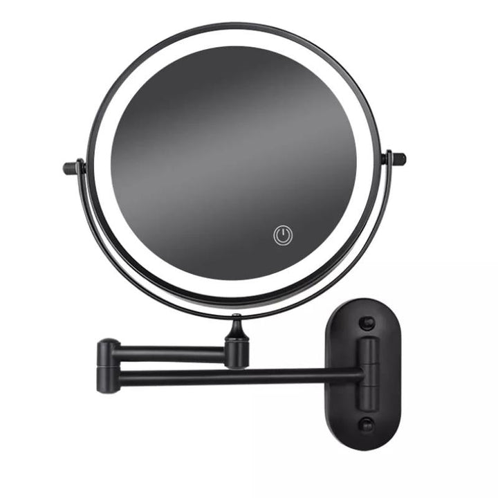 LumiReflect Premium LED sminkespeil | Oppladbart forstørrelsesspeil for vegg med justerbar belysning
