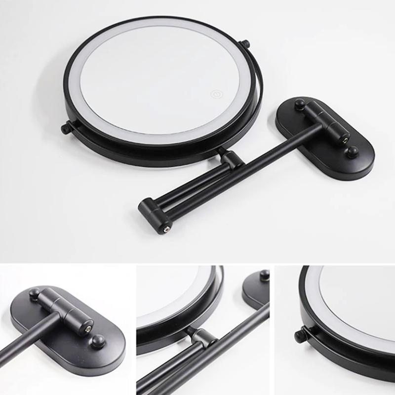 LumiReflect Premium LED sminkespeil | Oppladbart forstørrelsesspeil for vegg med justerbar belysning