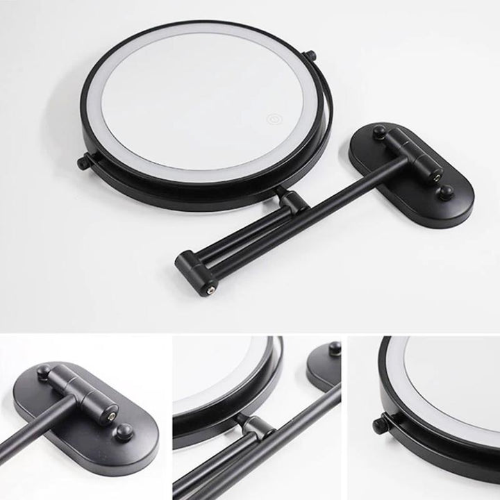 LumiReflect Premium LED sminkespeil | Oppladbart forstørrelsesspeil for vegg med justerbar belysning
