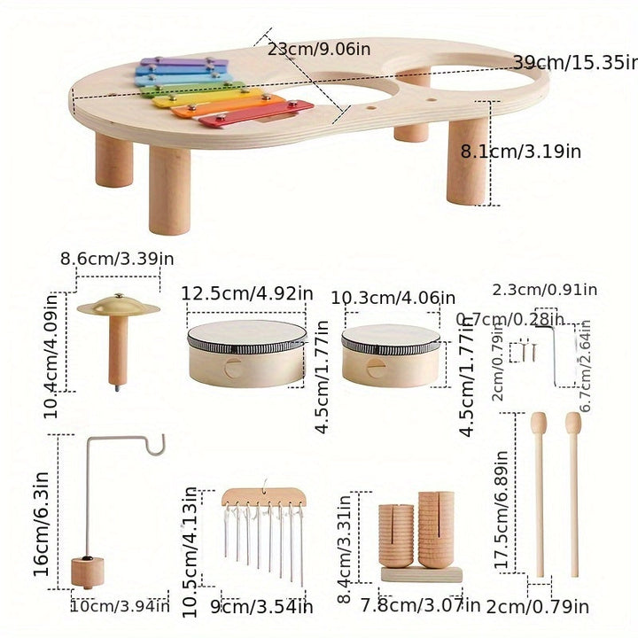 Montessori-musikkbord i tre – komplett musikkinstrumentsett for barn