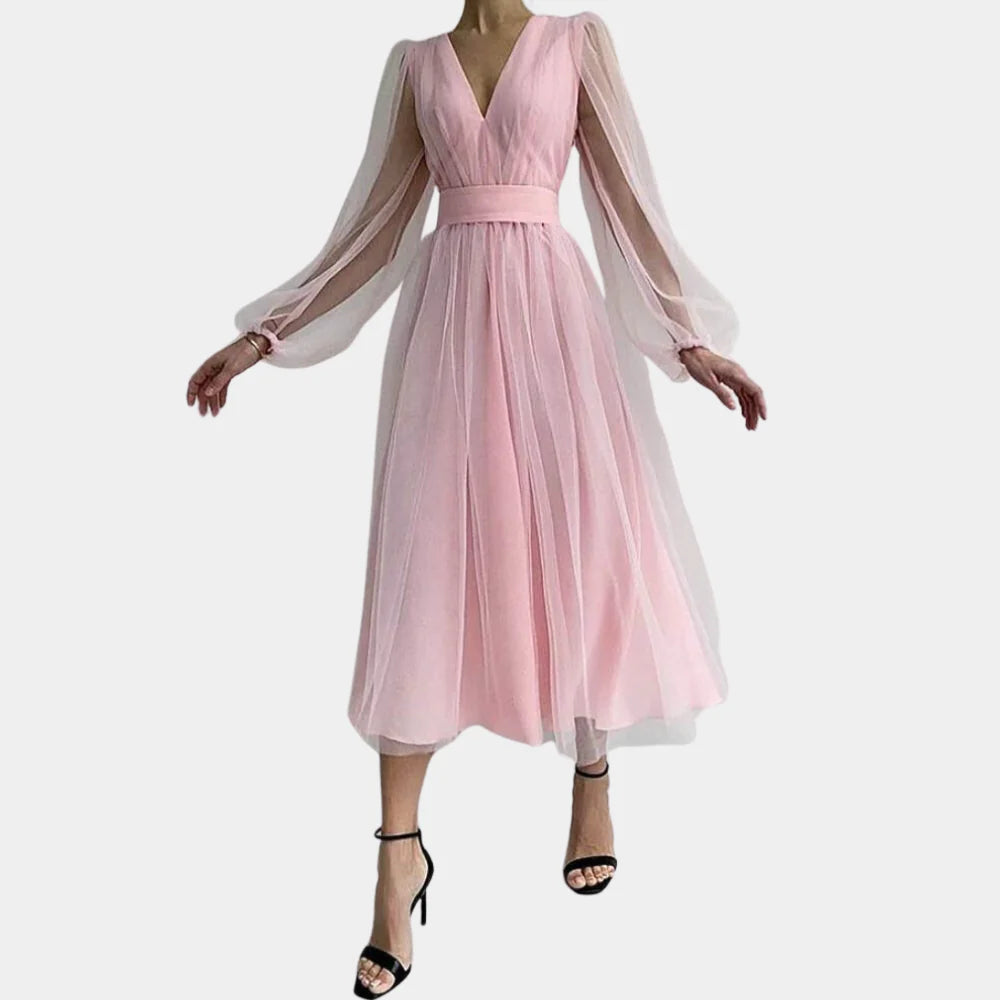 Vintage Blonde Detalj Midi Kjole