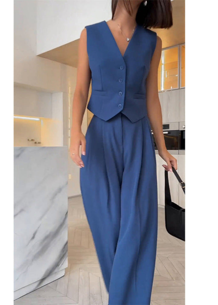 Elegant Ermeløs Blazer Sett for Kvinner