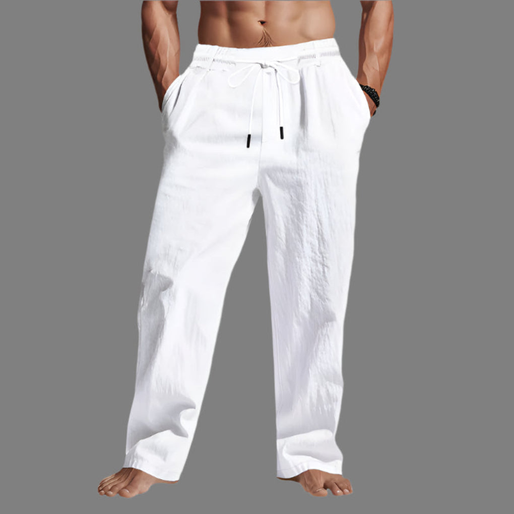 Linne Avslappet Passform Dragtråd Bukser