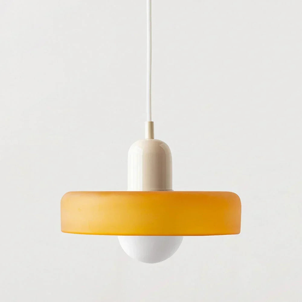 Bauhaus pendellampe i fargeglass