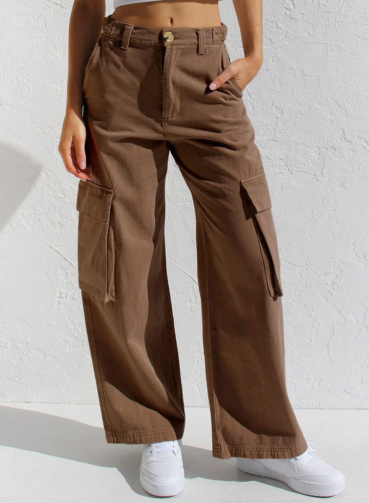 Trendy Høyt Liv Cargo Jeans for Kvinner