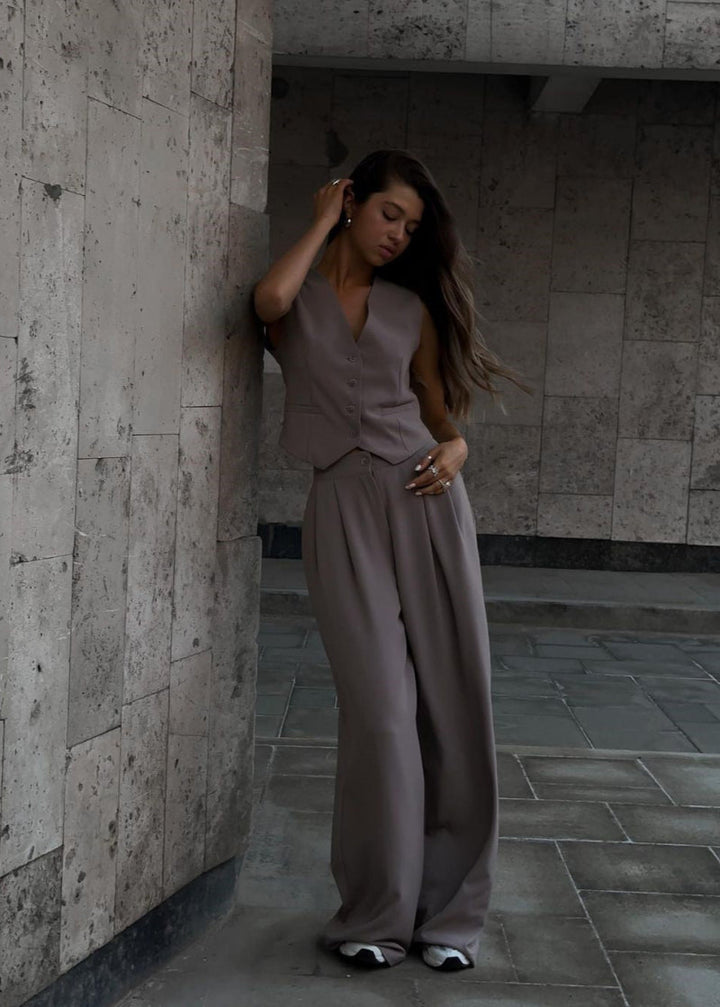 Elegant Ermløs Blazer Sett for Kvinner