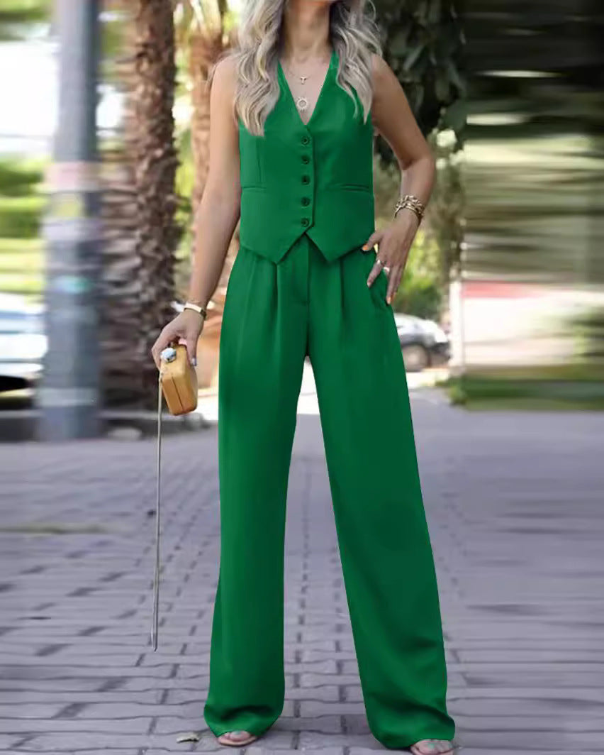 Elegant Ermløs Blazer Sett for Kvinner