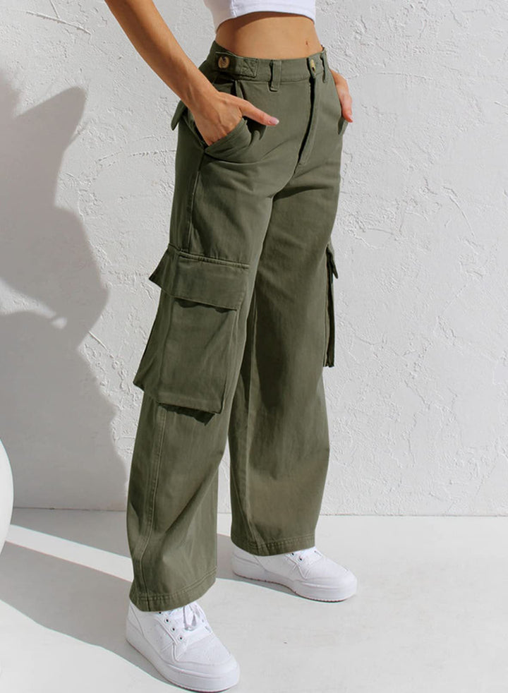 Trendy Høyt Liv Cargo Jeans for Kvinner