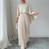 Flytende Pleated Batwing Sleeve Maxi Kjole
