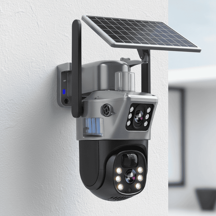 DualGuard Solar 4K – Trådløst Sikkerhetskamera med Solcellepanel og 360° Visning